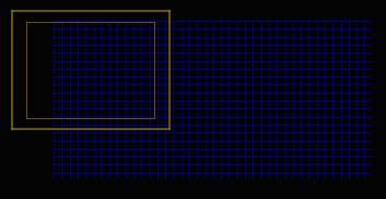 Figure 1.15 - Orange box is the camera view, blue grid is the tile layer